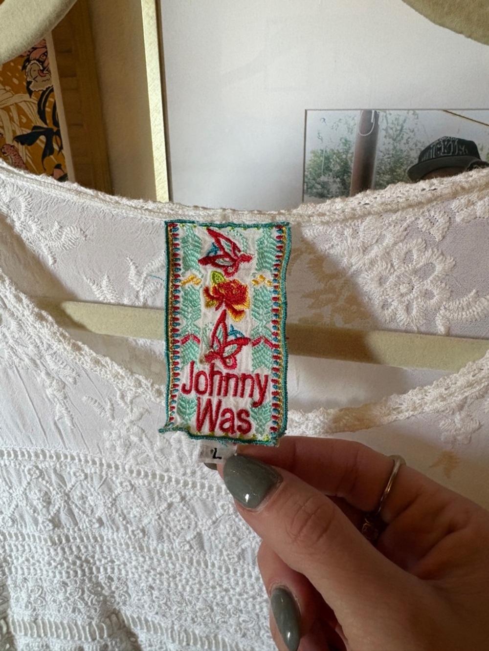Johnny Was White Floral Embroidered Lace Lightweight Tunic Top - Picture 4 of 11